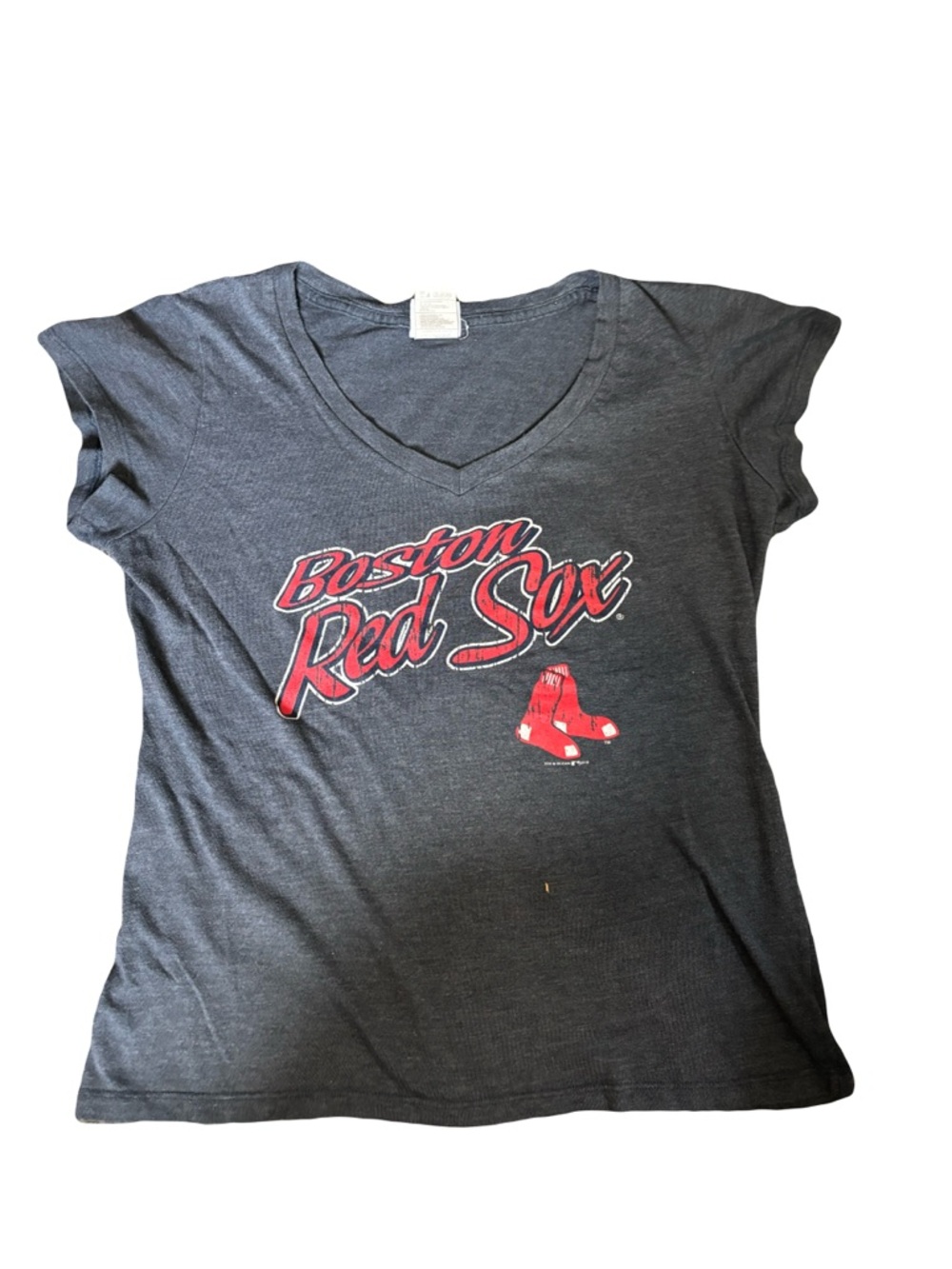 5th & Ocean Charcoal Gray MLB Genuine Merchandise Tee - Red & Blue Tag